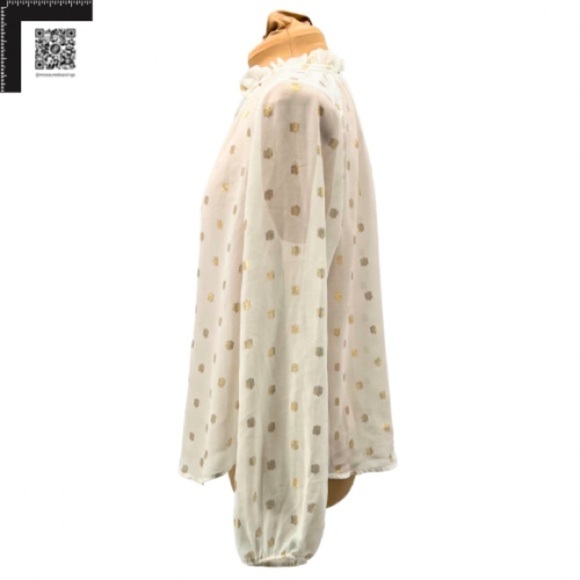 Medium - EUC - Palette - Sheer White with Gold Polka Dots - Picture 3 of 11